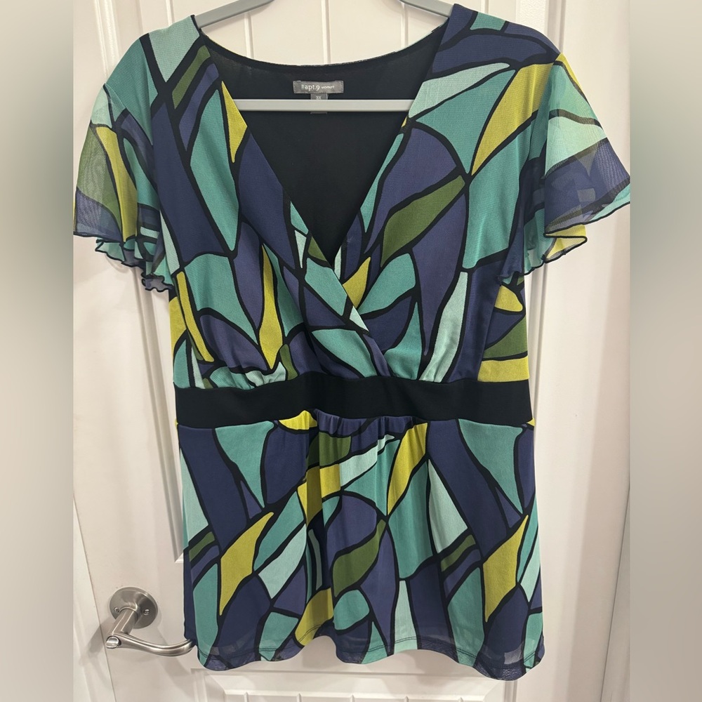 Apt 9 Plus Size 3X Multicolor Abstract Print Top
